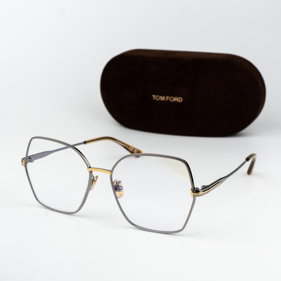 Tom Ford Woman Eyeglasses Ruthenium Blue Light Block Butterfly FT5876-B 014 - Picture 1 of 12